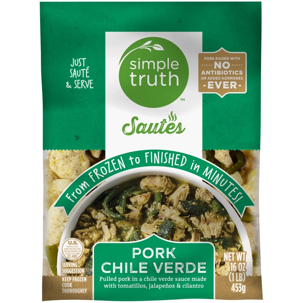 slide 1 of 1, Simple Truth Sautes Pork Chile Verde Frozen Meal, 16 oz