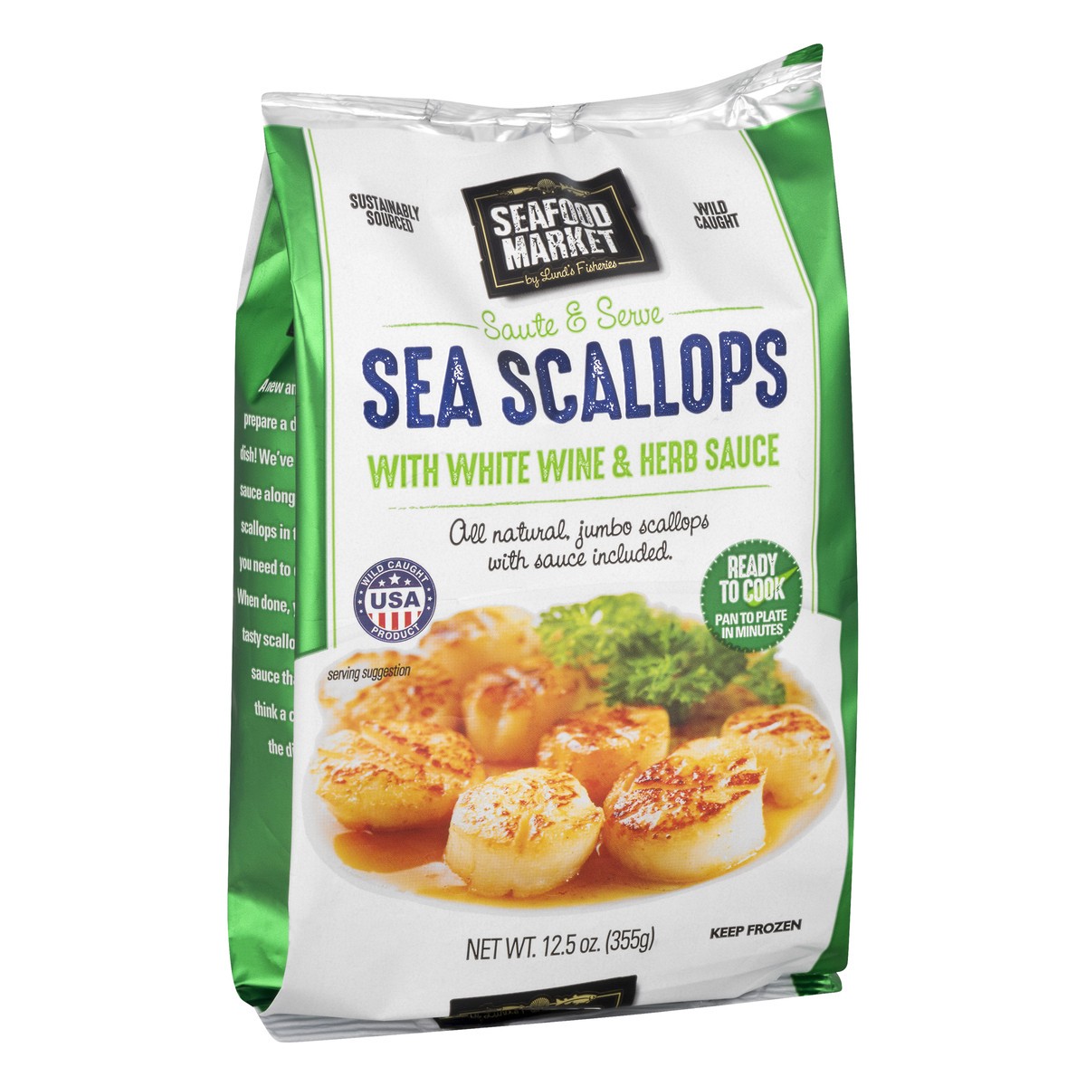 slide 2 of 12, Seafood Market Sea Scallops with White Wine & Herb Sauce 12.5 oz, 12.5 oz