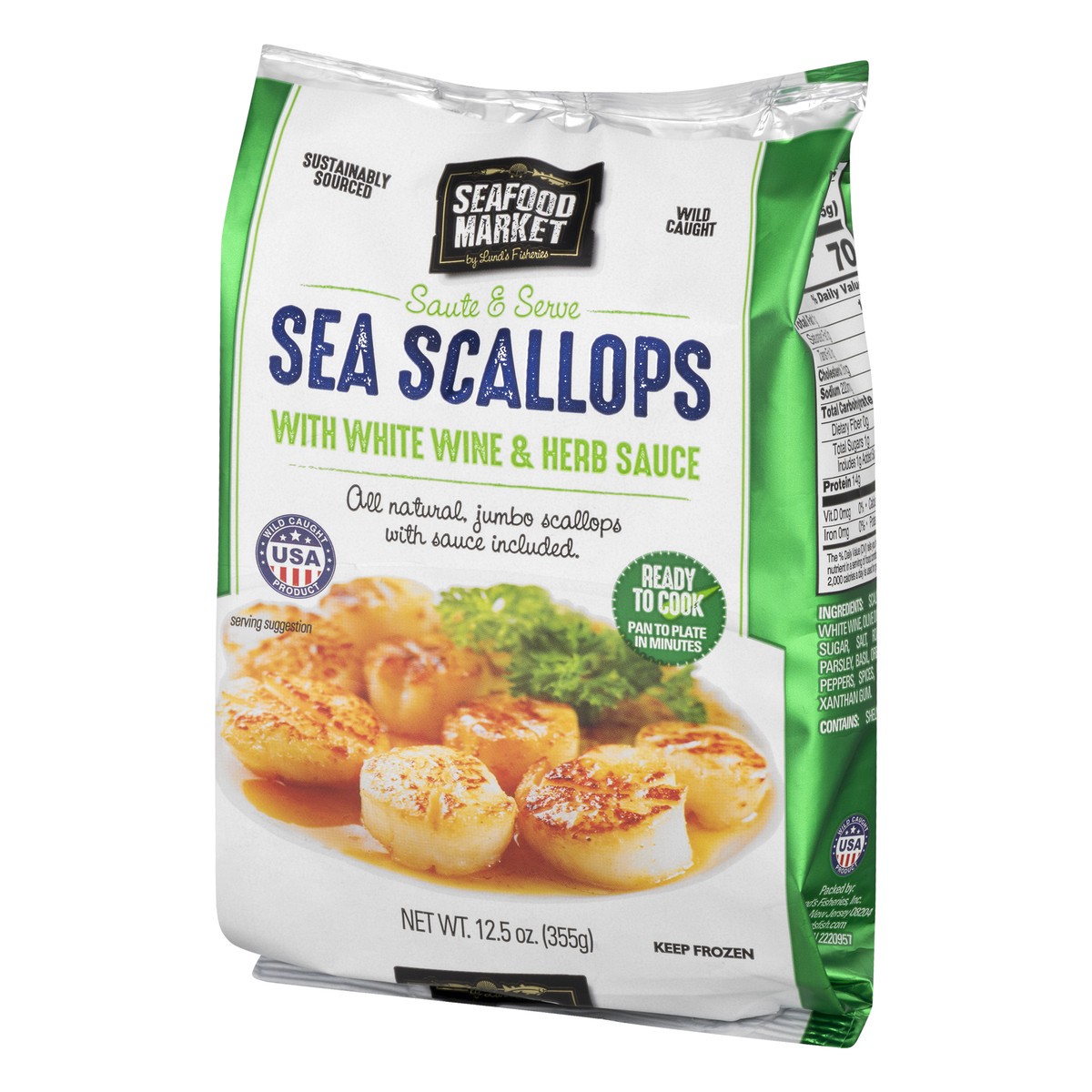 slide 10 of 12, Seafood Market Sea Scallops with White Wine & Herb Sauce 12.5 oz, 12.5 oz