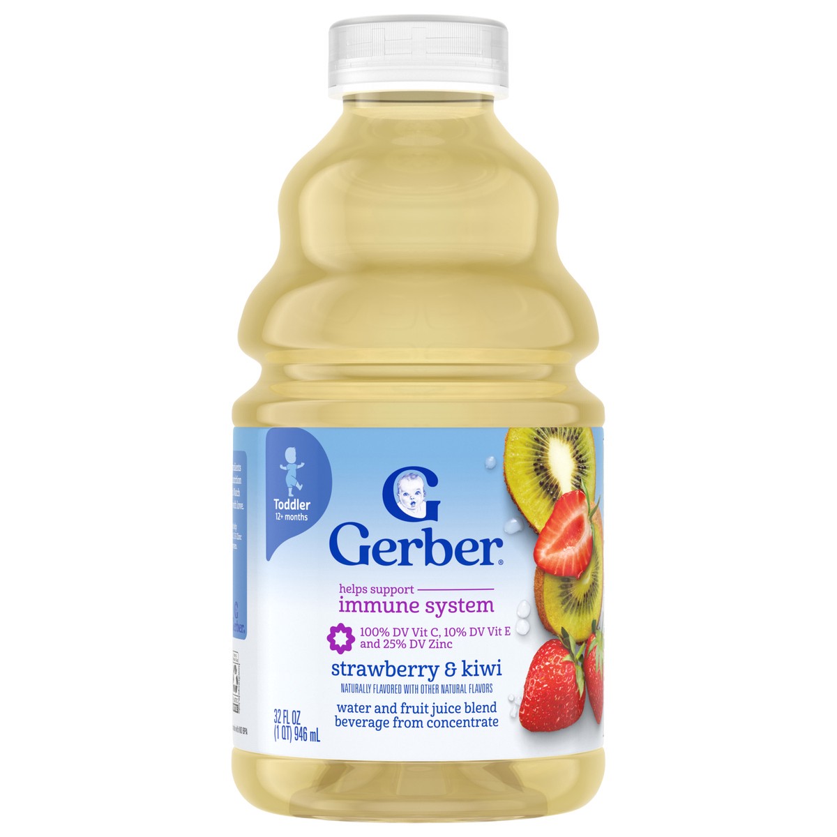 slide 1 of 4, Gerber Strawberry Kiwi Label - US T090B 32 FL OZ (1 QT) 946 mL, 32 fl oz