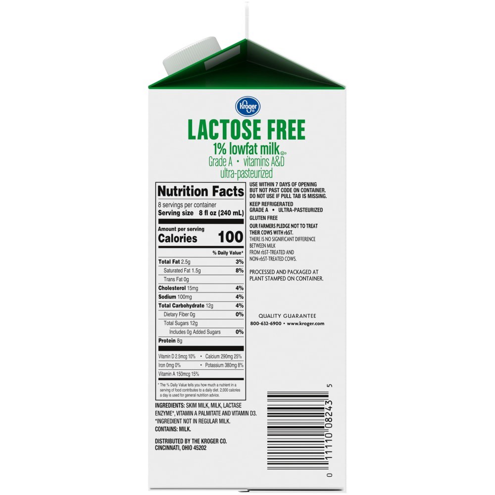 slide 2 of 3, Kroger Lactose Free 1% Lowfat Milk, 1/2 gal