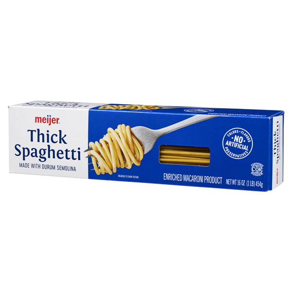 slide 10 of 29, Meijer Thick Spaghetti Pasta - 16 oz, 16 oz