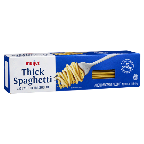 slide 29 of 29, Meijer Thick Spaghetti Pasta - 16 oz, 16 oz