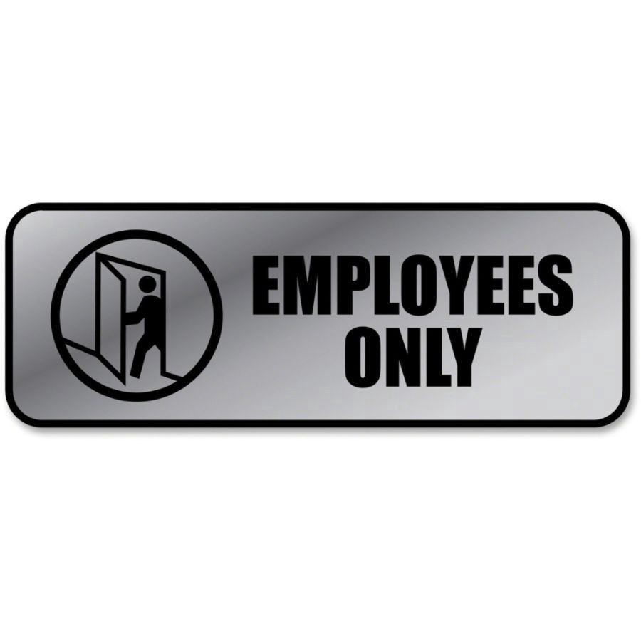 slide 2 of 2, Cosco Brushed Metal "Employees Only" Sign, Silver, 3 in x 9 in