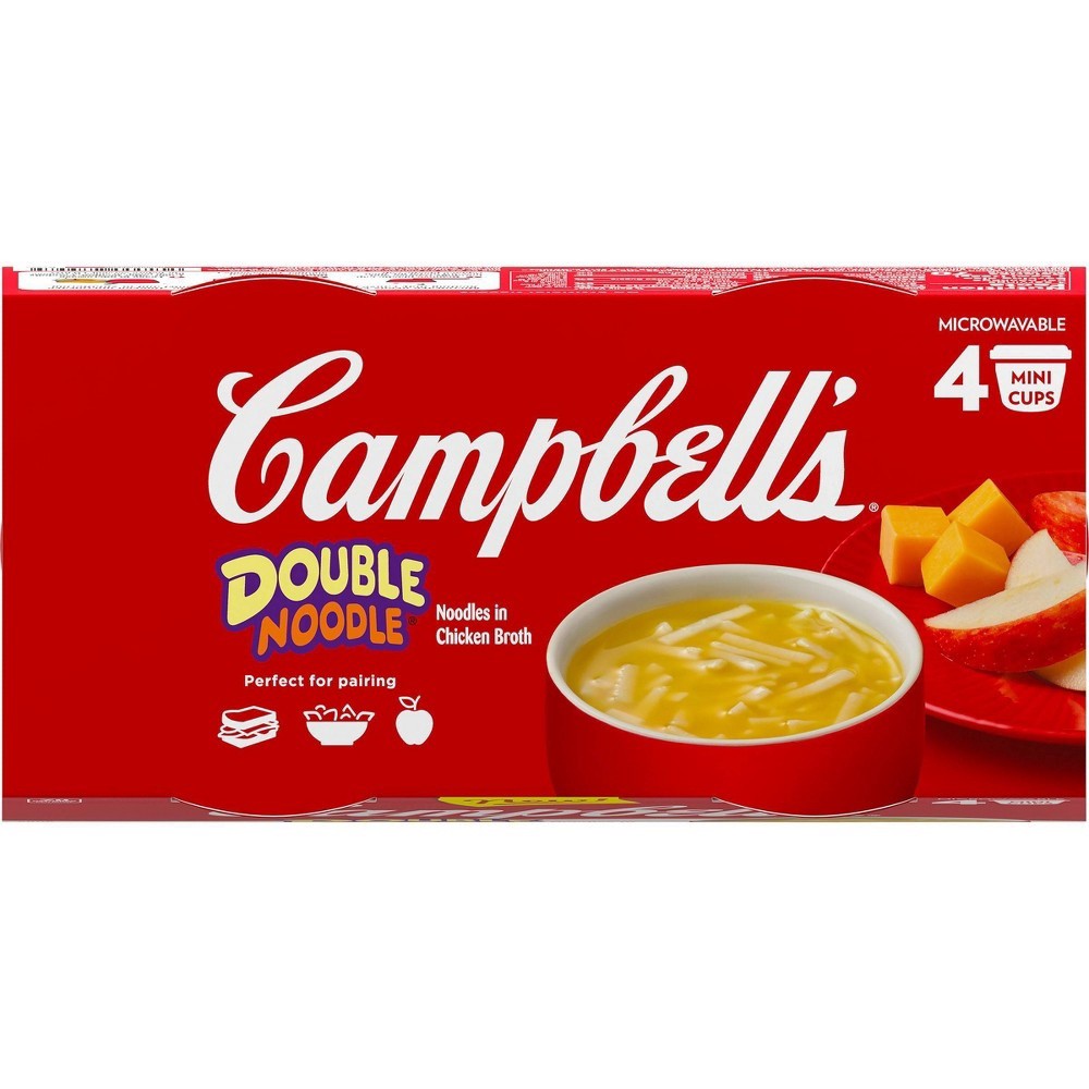 slide 4 of 7, Campbell's Double Noodle Soup, Perfect Lunch Snack, 7 Ounce Microwavable Cup (4 Pack), 4 ct; 7 oz