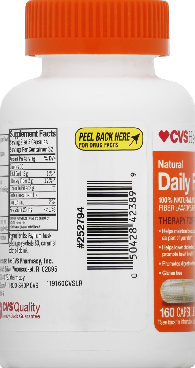 slide 8 of 11, CVS Health Natural Daily Fiber Capsules, 160 Ct, 1 ct