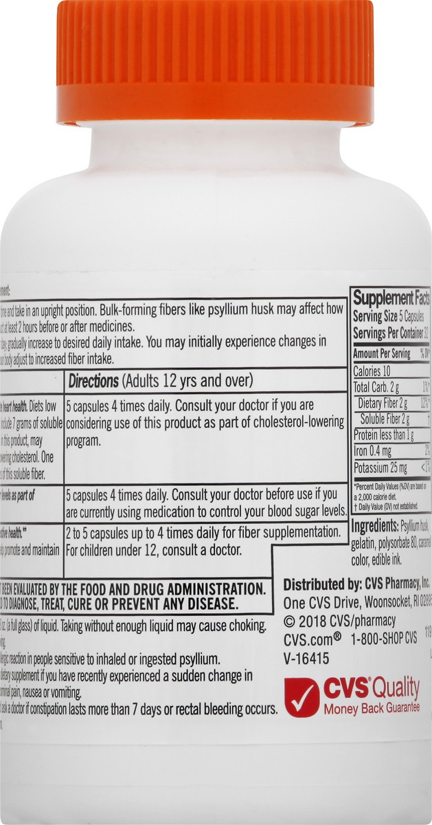 slide 11 of 11, CVS Health Natural Daily Fiber Capsules, 160 Ct, 1 ct