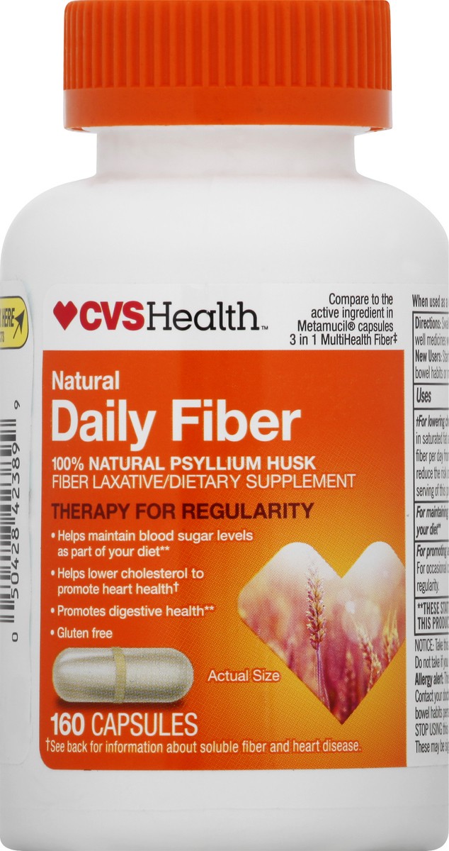 slide 1 of 11, CVS Health Natural Daily Fiber Capsules, 160 Ct, 1 ct