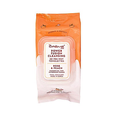 slide 1 of 1, The Crme Shop Power Fusion Cleansing 30 Pre-Wet Towelettes Rose & Peach, 1 ct