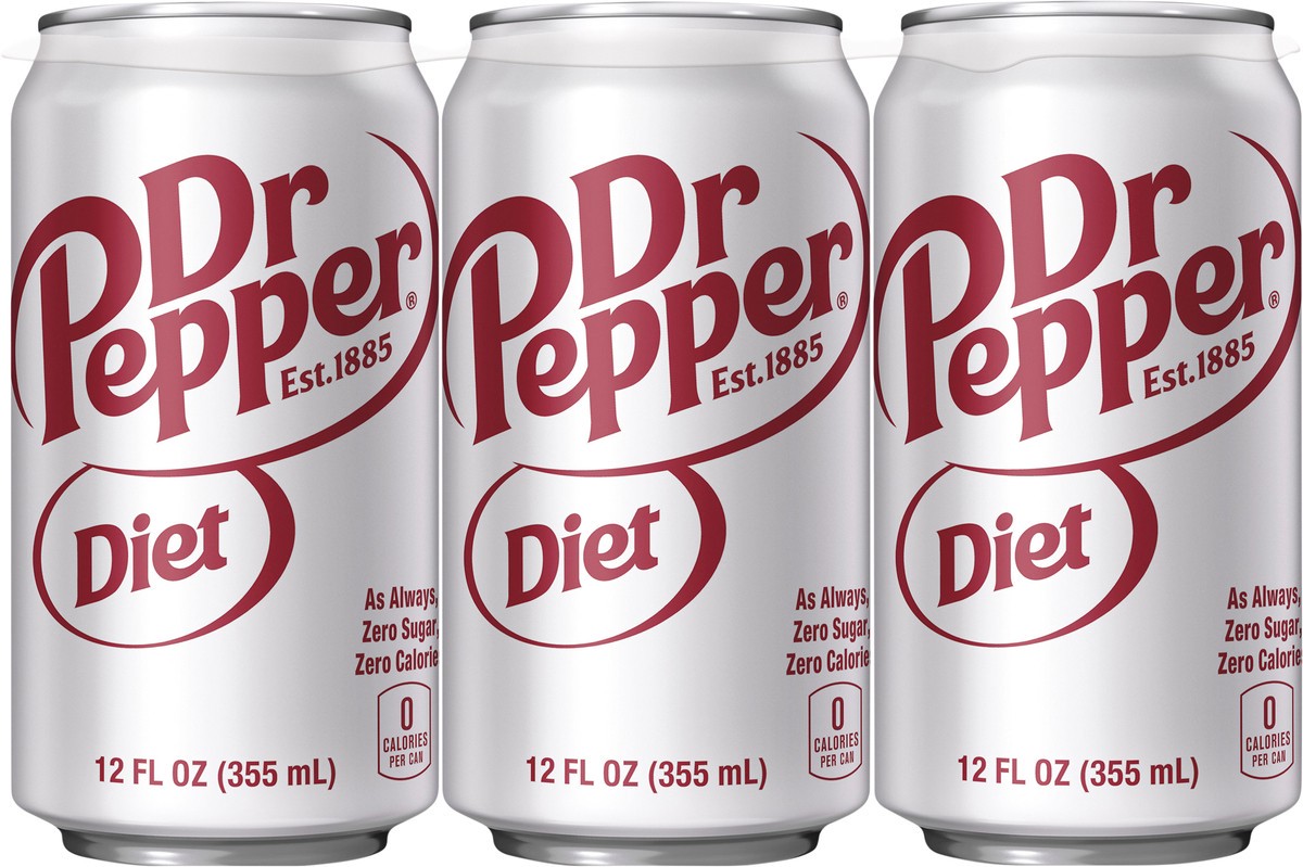 slide 3 of 9, Dr Pepper Diet Soda Cans- 12 fl oz, 6 ct; 12 fl oz