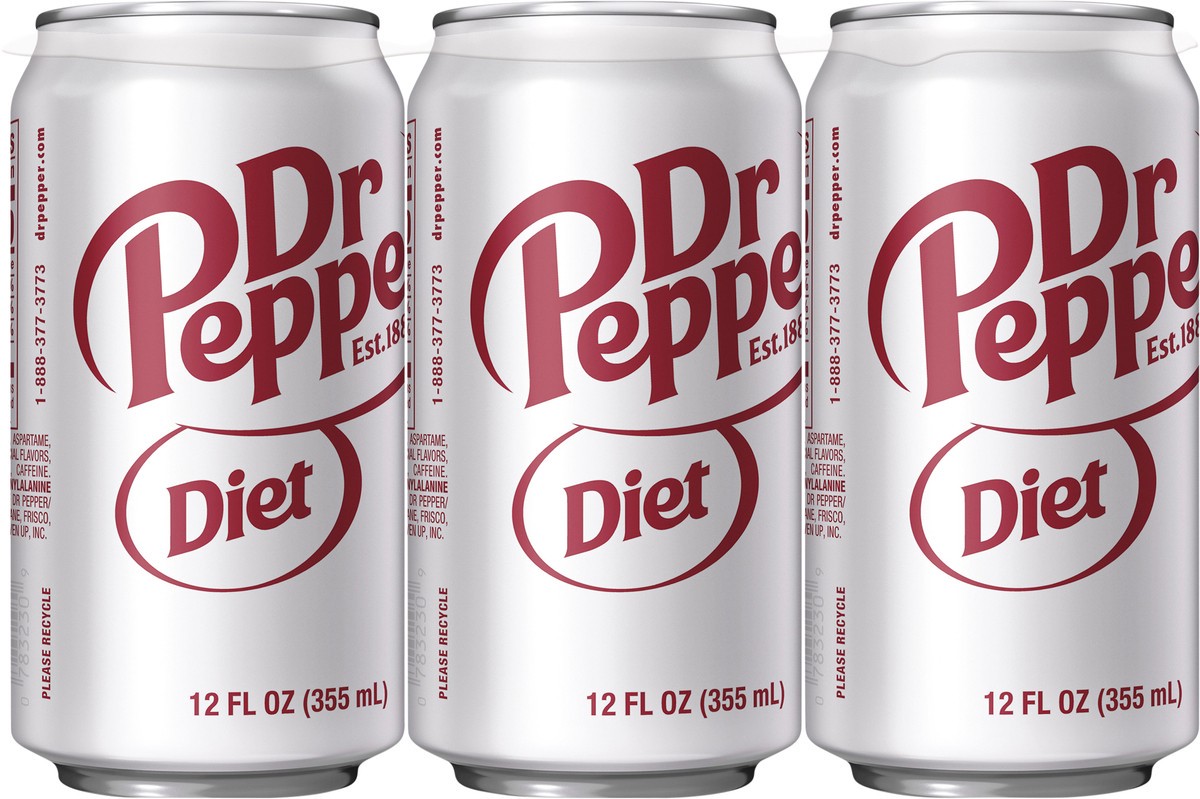 slide 9 of 9, Dr Pepper Diet Soda Cans- 12 fl oz, 6 ct; 12 fl oz