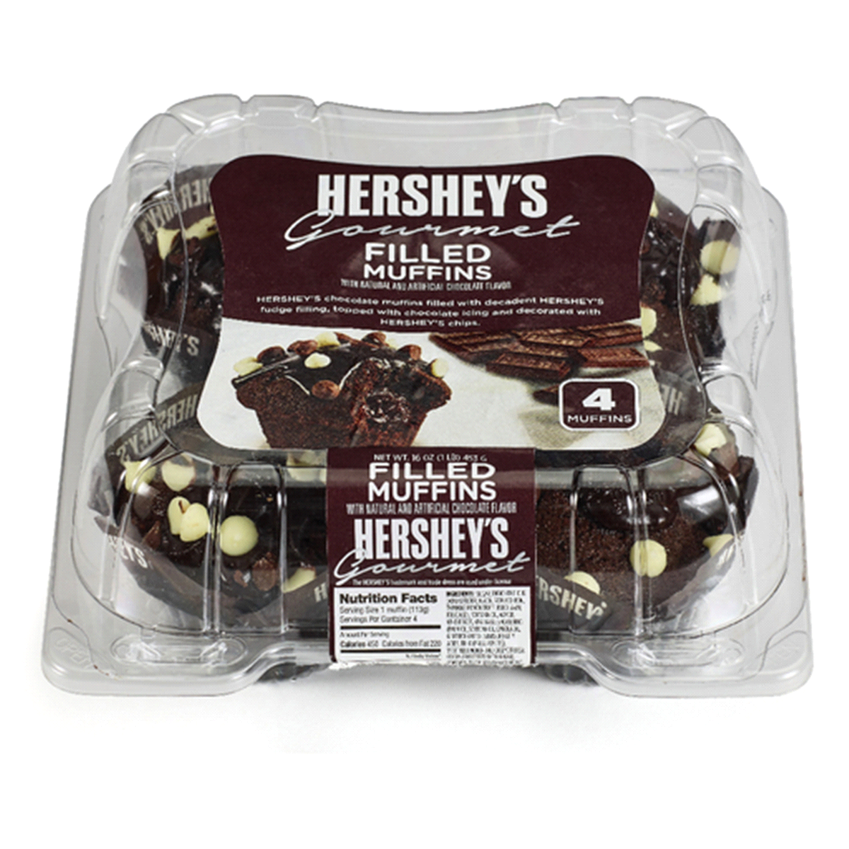 slide 1 of 1, Hershey's Triple Chocolate Filled Muffins, 16 oz