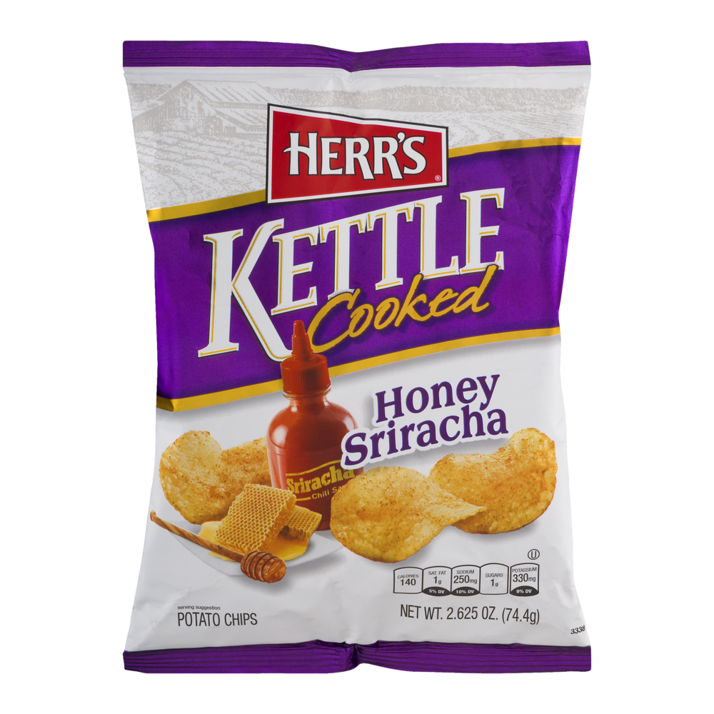 slide 1 of 1, Herr's Honey Sriracha Kettle Cooked Potato Chips, 2.625 oz