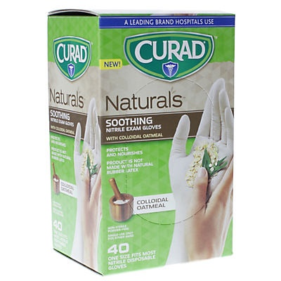 slide 1 of 1, Curad Naturals Soothing Exam Glove with Colloidal Oatmeal, 40 ct