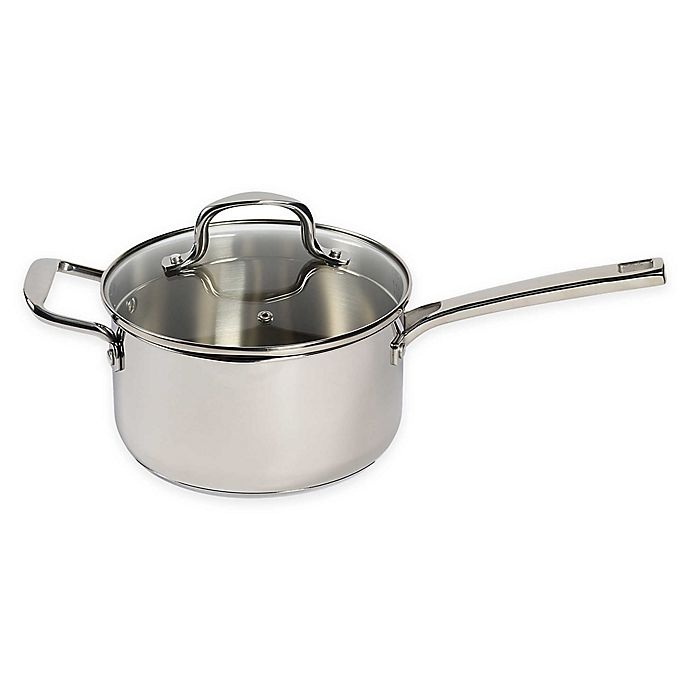 slide 1 of 1, SALT Stainless Steel Covered Saucepan with Helper Handle, 3.5 qt