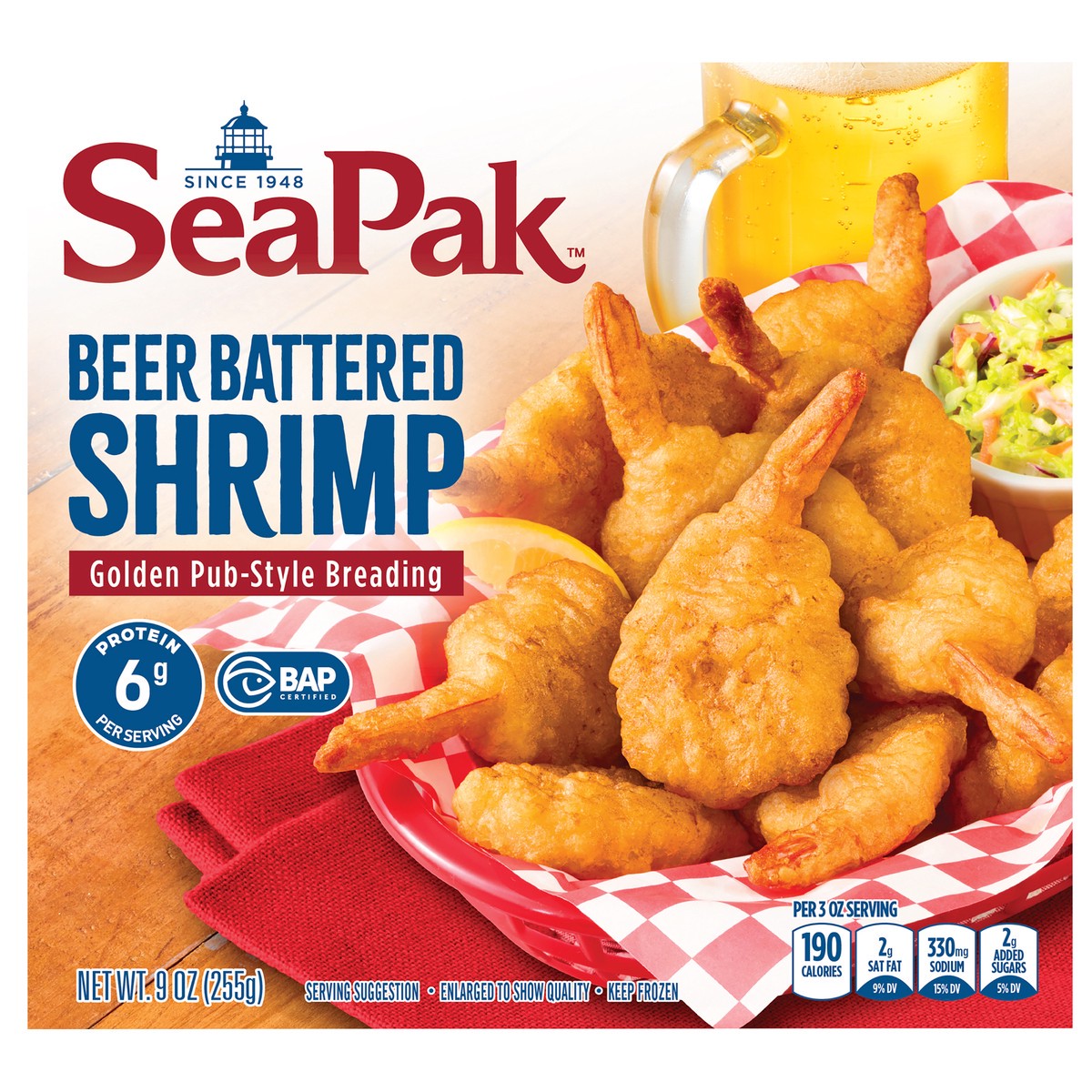 slide 1 of 8, SeaPak Beer Battered Shrimp, 9 oz