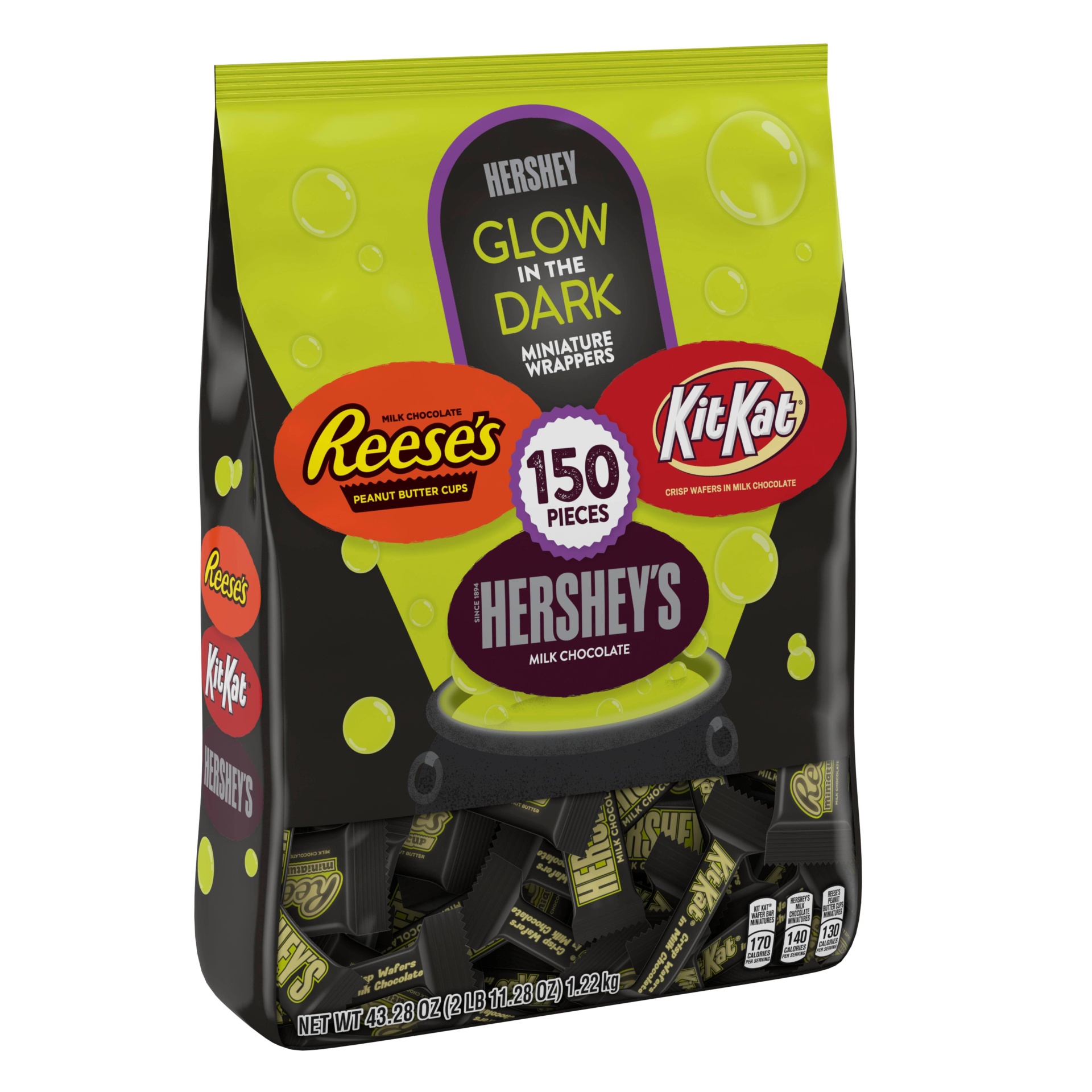 slide 1 of 3, Hershey's Halloween Candy Assortment with Glow in the Dark Wrappers, 45.6 oz