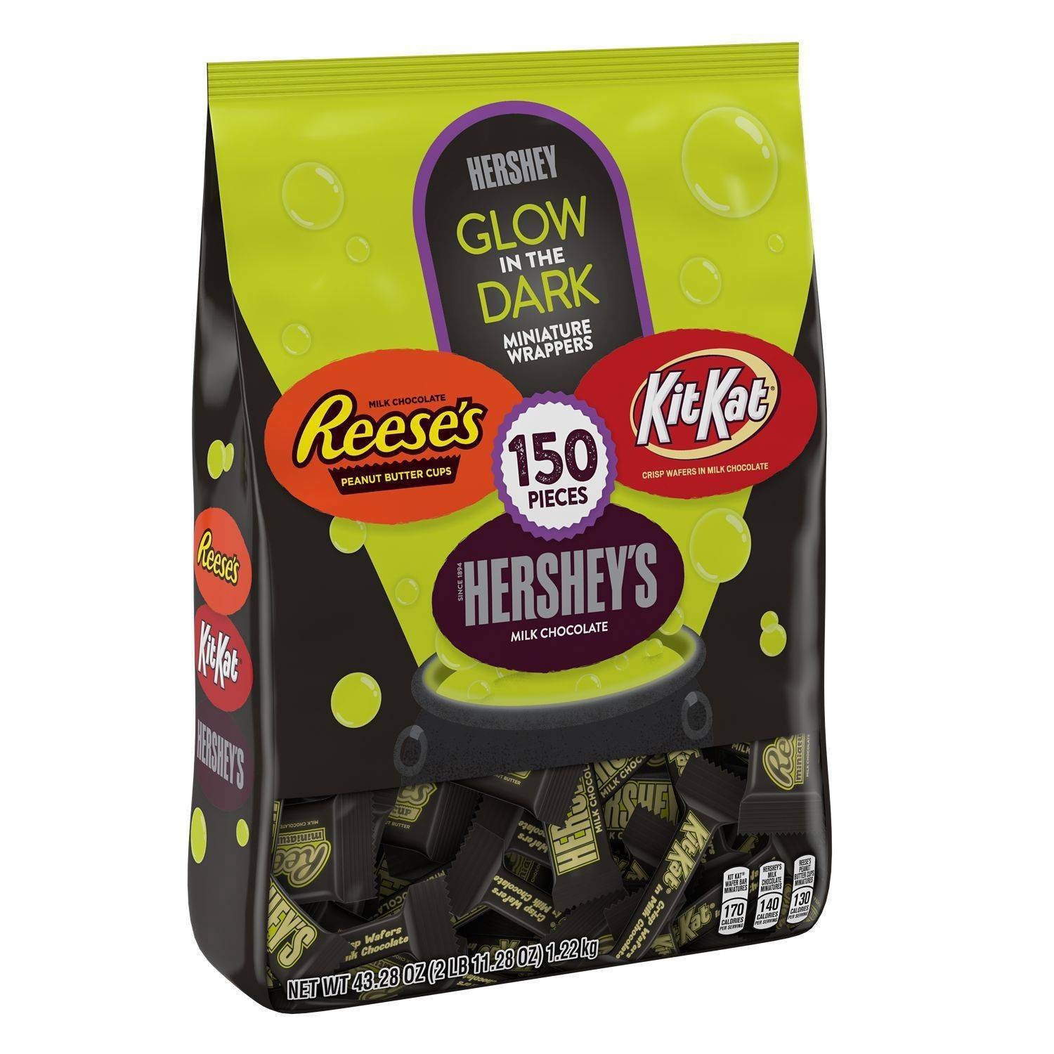 slide 1 of 6, Hershey's Halloween Candy Assortment with Glow in the Dark Wrappers, 45.6 oz