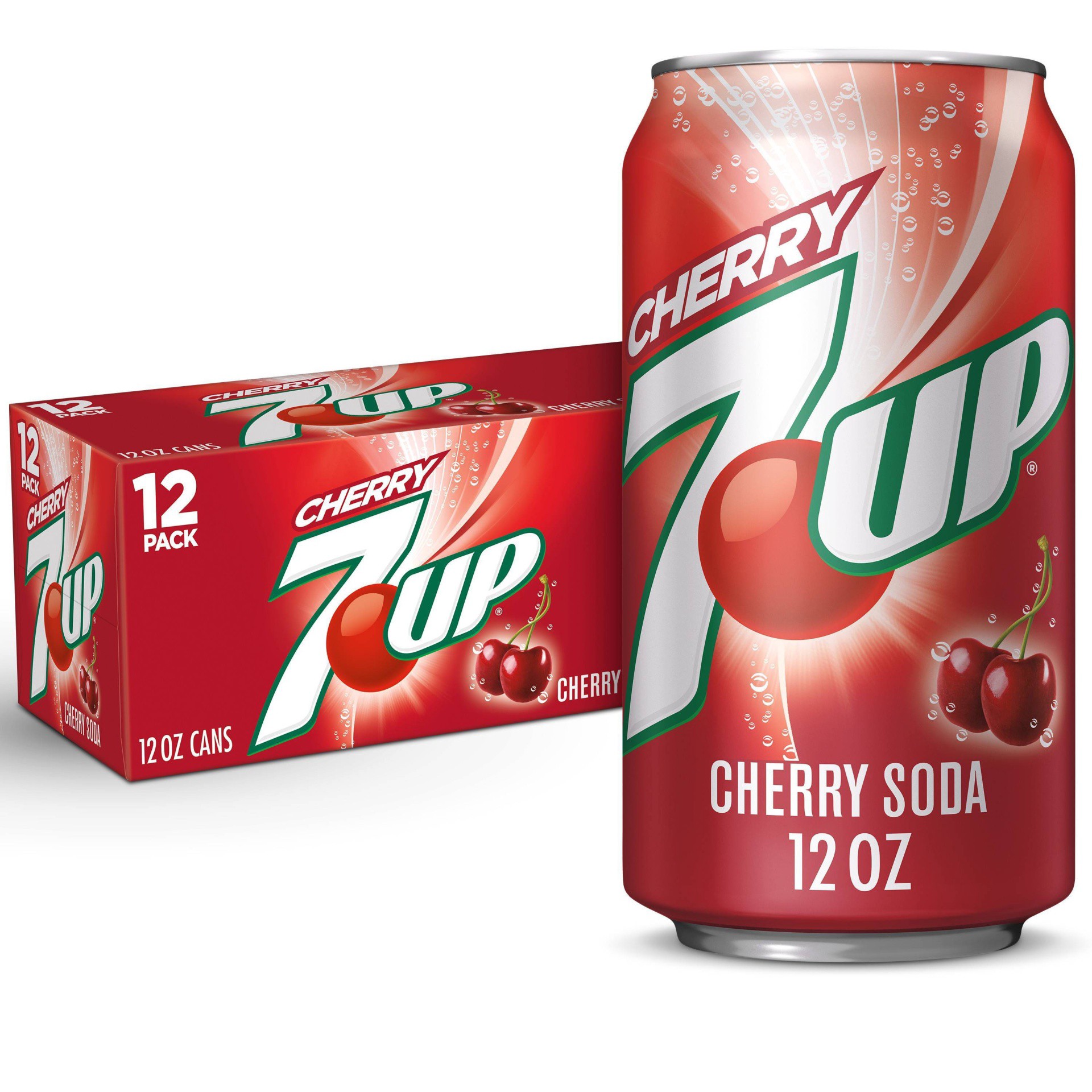 slide 1 of 29, 7UP Cherry Flavored Soda, 12 ct