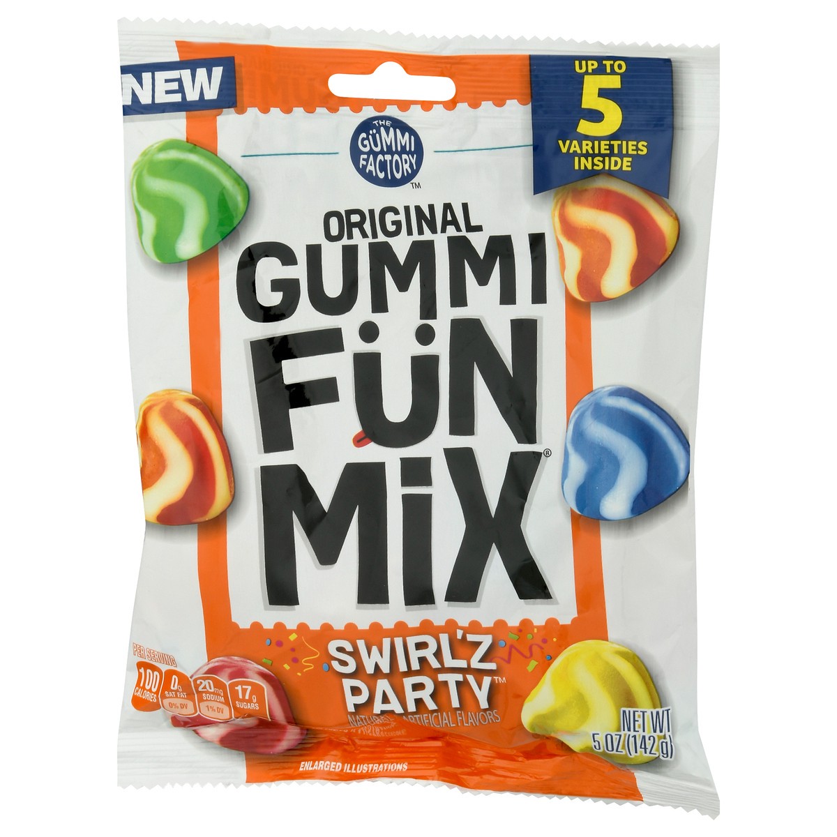 slide 9 of 9, The Gummi Factory ORIGINAL Gummi Fun Mix Swirl'z Party 5oz Peg Bag, 5 oz