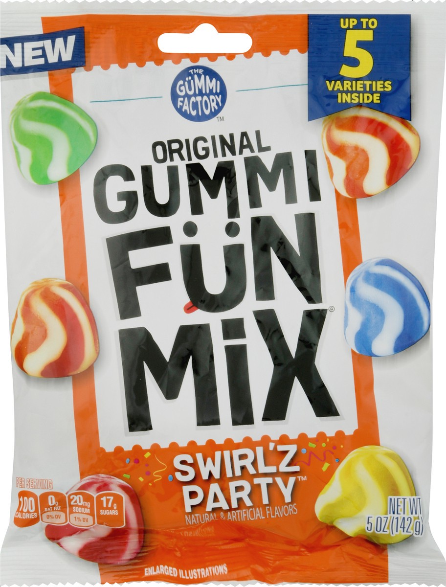slide 3 of 9, The Gummi Factory ORIGINAL Gummi Fun Mix Swirl'z Party 5oz Peg Bag, 5 oz