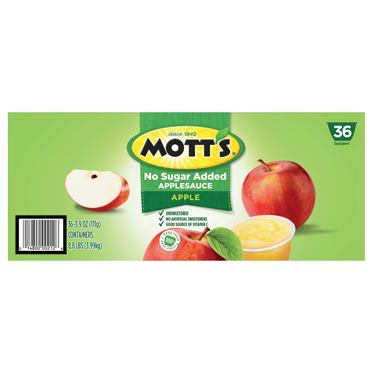 slide 1 of 12, Mott's No Sugar Added Applesauce, 3.9 oz cups, 36 count, 36 ct