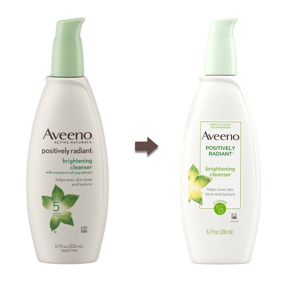 slide 4 of 9, Aveeno Positively Radiant Brightening Cleanser, 6.70 fl oz