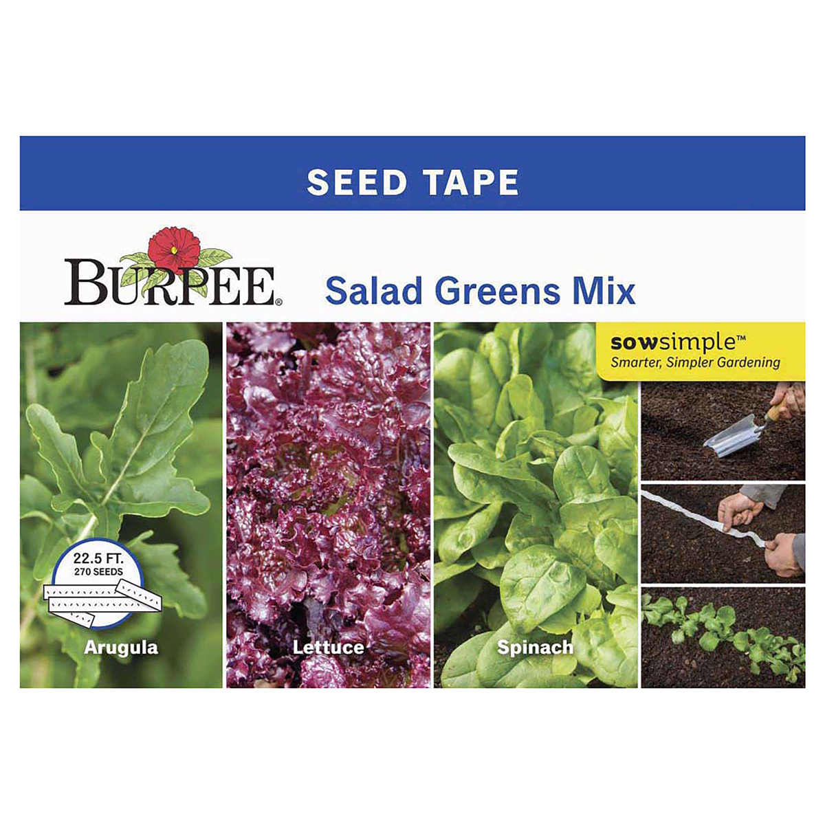 slide 1 of 5, Burpee Seed Tape Salad Greens Mix Seeds, 1 ct