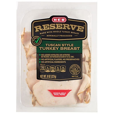 slide 1 of 1, H-E-B Reserve Tuscan Turkey Breast, 8 oz