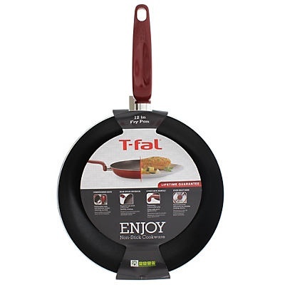 slide 1 of 1, T-fal Non-Stick Fry Pan, Red, 12 in