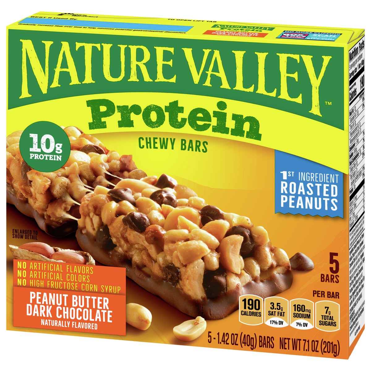 slide 2 of 9, Nature Valley Chewy Granola Bars, Protein, Peanut Butter Dark Chocolate, 5 Bars, 7.1 OZ, 5 ct