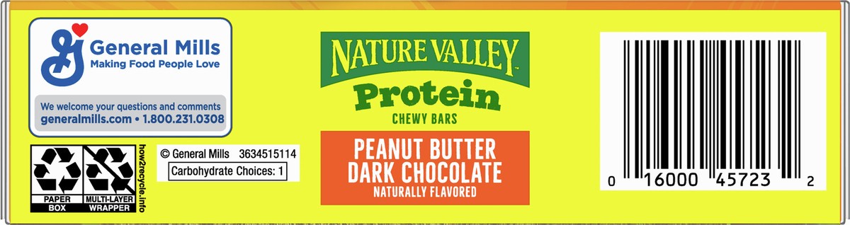 slide 6 of 9, Nature Valley Chewy Granola Bars, Protein, Peanut Butter Dark Chocolate, 5 Bars, 7.1 OZ, 5 ct