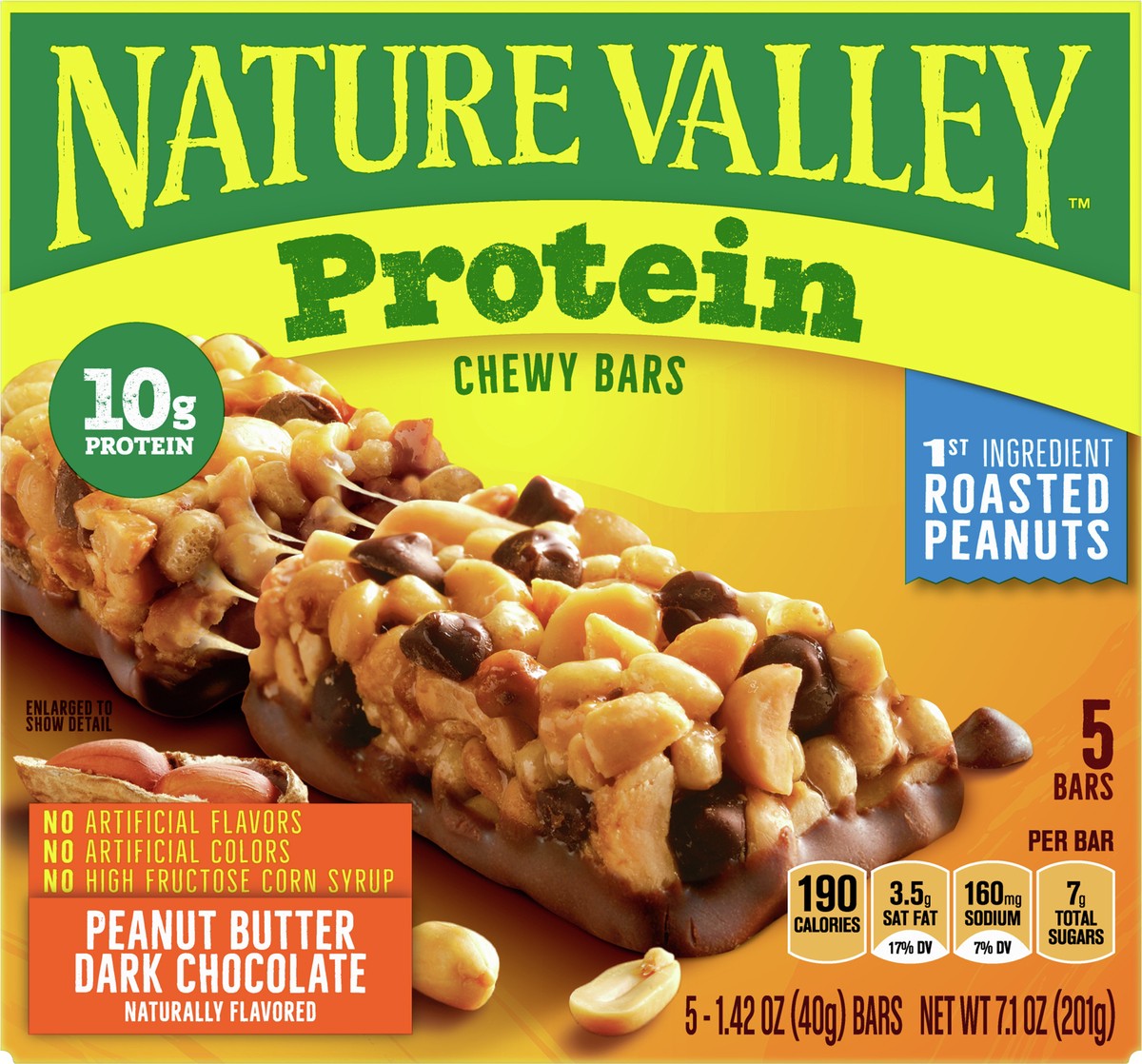 slide 3 of 9, Nature Valley Chewy Granola Bars, Protein, Peanut Butter Dark Chocolate, 5 Bars, 7.1 OZ, 5 ct
