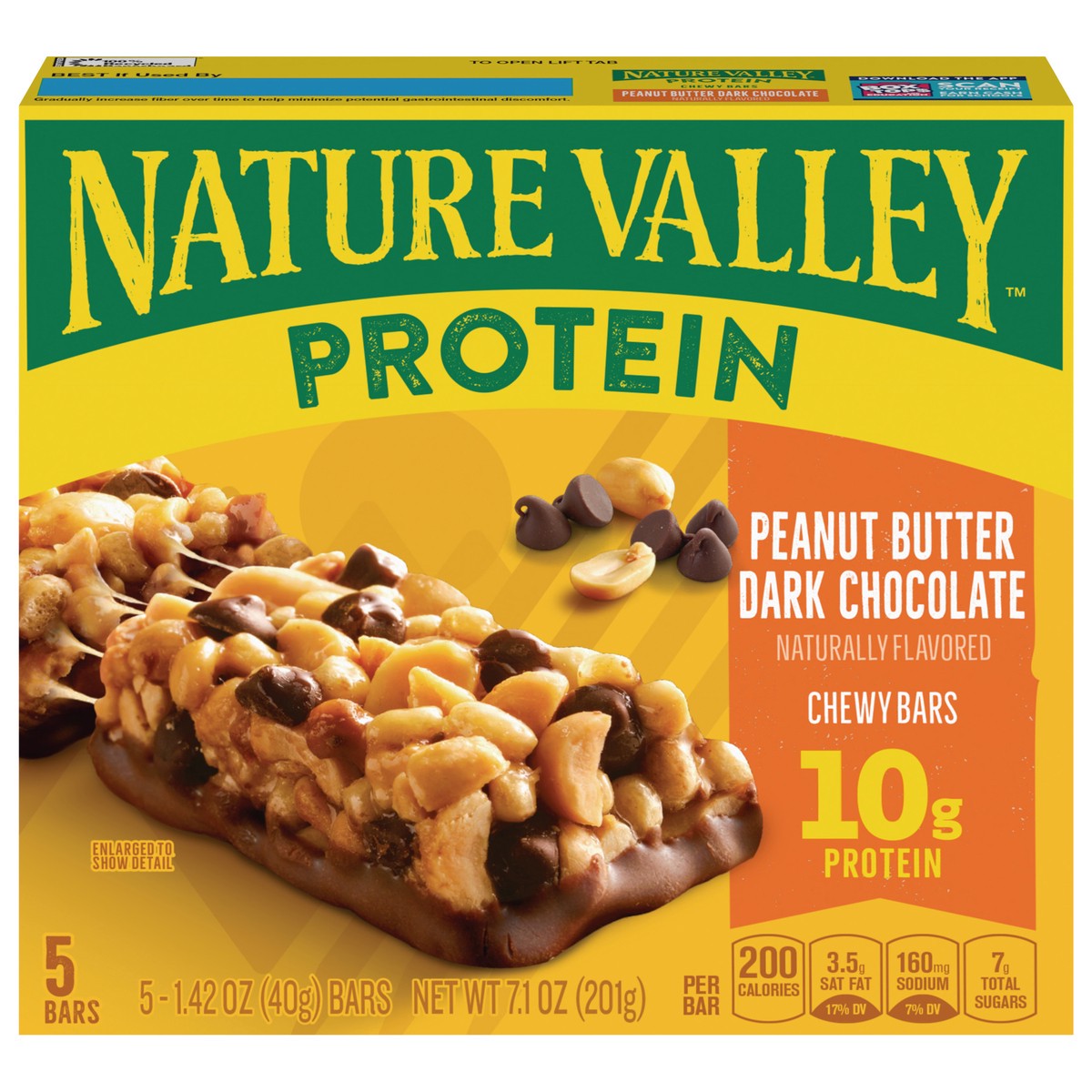 slide 1 of 9, Nature Valley Chewy Granola Bars, Protein, Peanut Butter Dark Chocolate, 5 Bars, 7.1 OZ, 5 ct