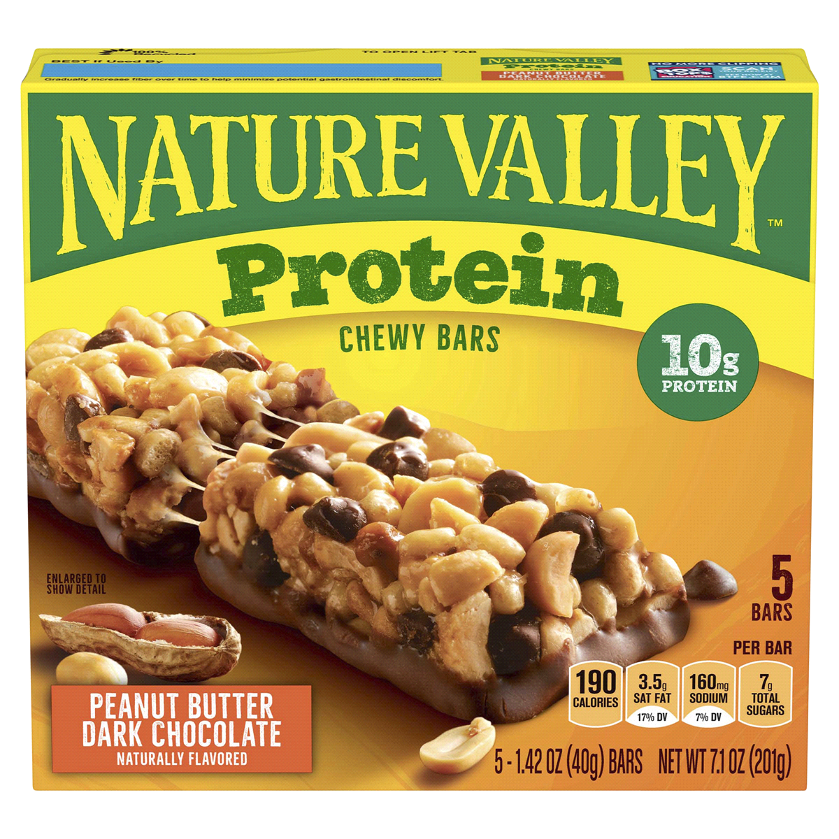 slide 1 of 8, Nature Valley Chewy Granola Bar, Protein, Peanut Butter Dark Chocolate, 5 Bars, 5 ct; 1.42 oz