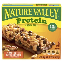 Nature Valley Chewy Granola Bar, Protein, Peanut Butter Dark Chocolate, 5 Bars