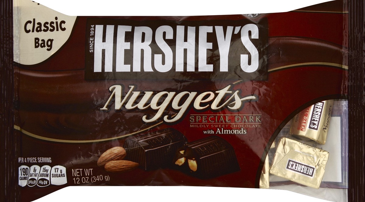 slide 2 of 5, Hershey's Special Dark Chocolate With Almonds Nuggets, 12 oz