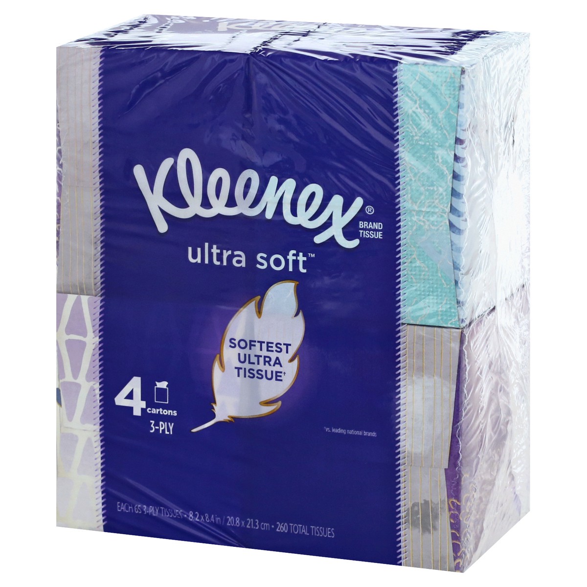 slide 8 of 10, Kleenex Ultra Soft Facial Tissues, 4 Cube Boxes, 65 Tissues per Box (260 Total Tissues), 4 ct