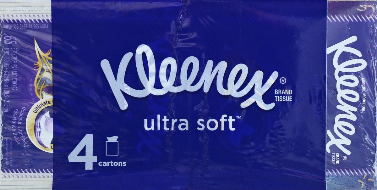 slide 7 of 10, Kleenex Ultra Soft Facial Tissues, 4 Cube Boxes, 65 Tissues per Box (260 Total Tissues), 4 ct