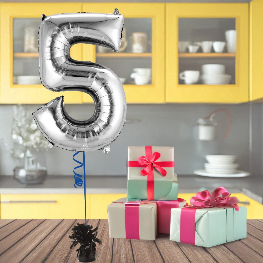 slide 2 of 4, burton + BURTON Number 5 Shape Balloon, 1 ct