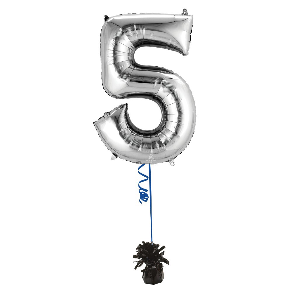 slide 3 of 4, burton + BURTON Number 5 Shape Balloon, 1 ct