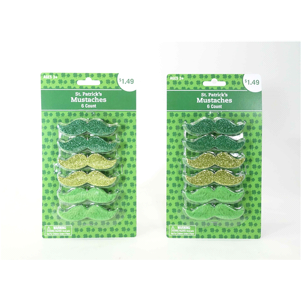 slide 1 of 1, Meijer St. Patrick's Day Mustaches, 6 ct