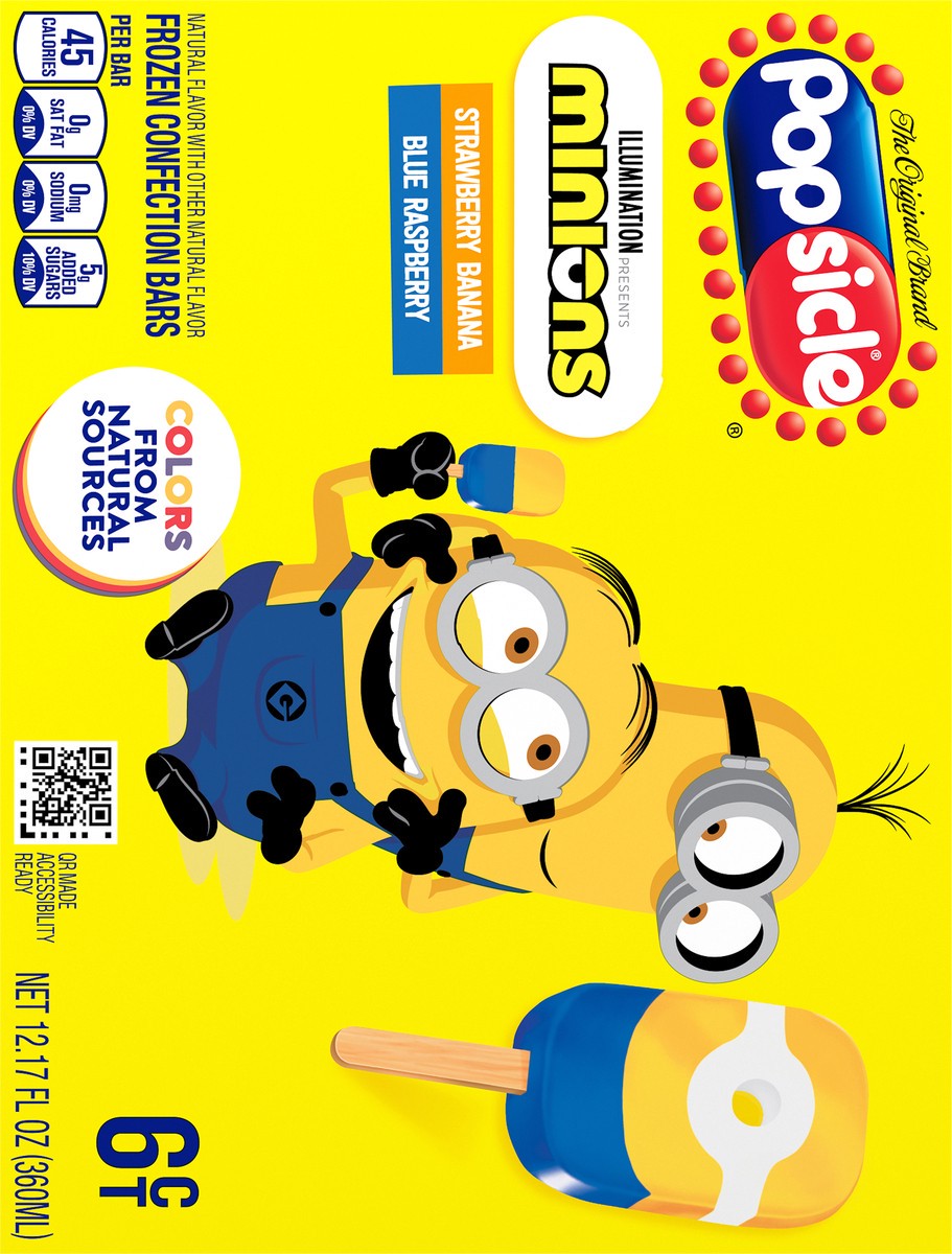 slide 13 of 13, Popsicle Frozen Confection Bars Minions 6 Pc, 6 ct