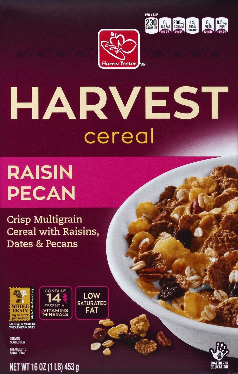 slide 4 of 4, Harris Teeter Cereal - Harvest Grains - Raisins, Dates & Pecans, 16 oz