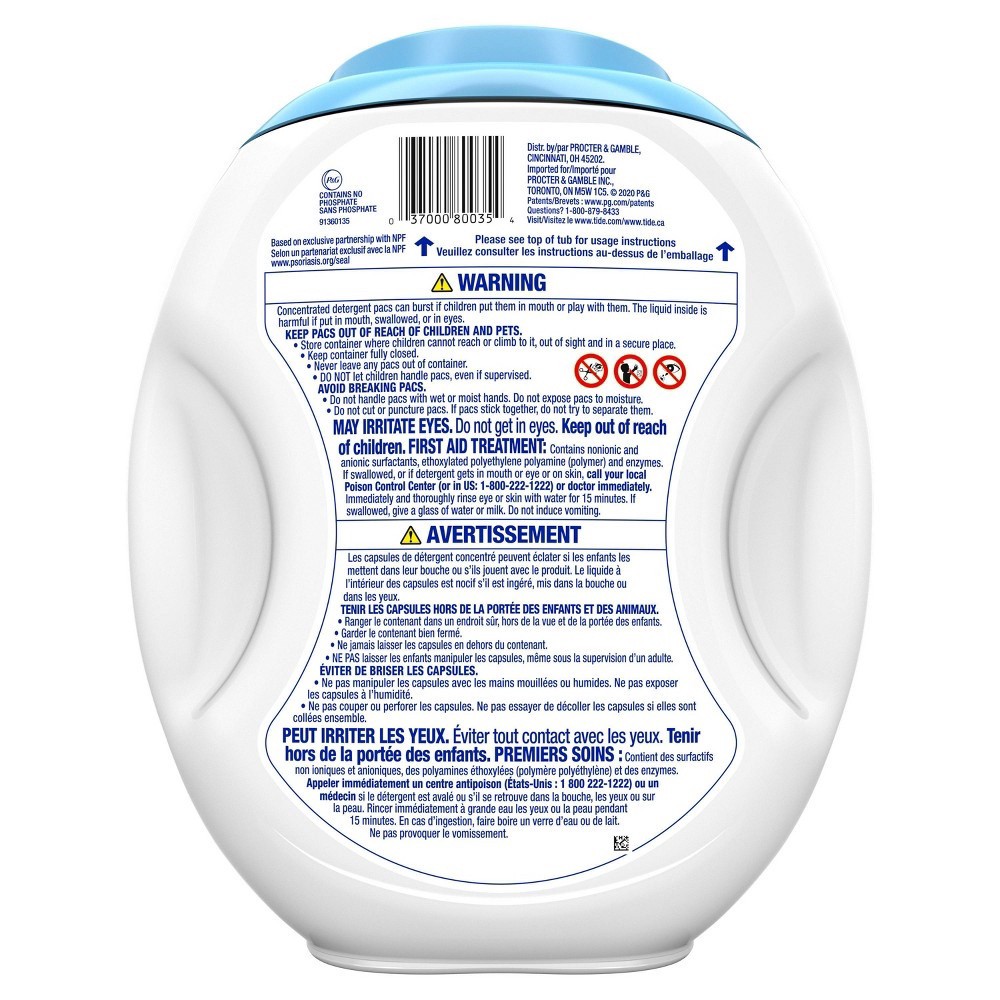 slide 8 of 8, Tide PODS and Gentle, Liquid Laundry Detergent Soap Pacs, HE Compatible, 96 Count, Free and Clear of Dyes and Perfumes, Hypoallergenic for Sensitive Skin, Unscented, 96 ct