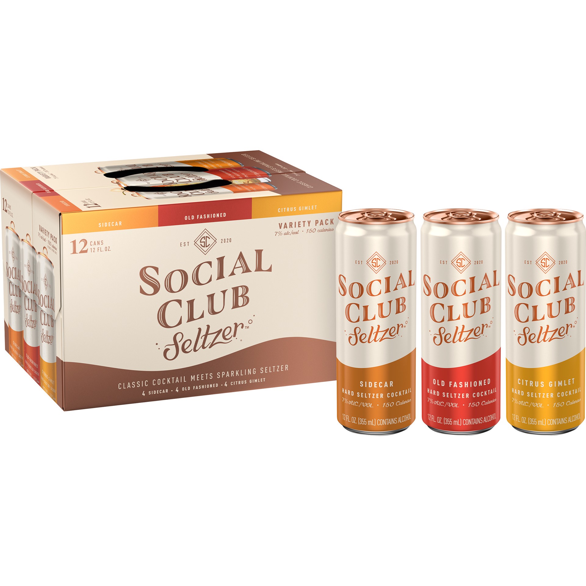 slide 2 of 5, Social Club Seltzer Hard Seltzer Cocktail Variety Pack, 12 fl oz