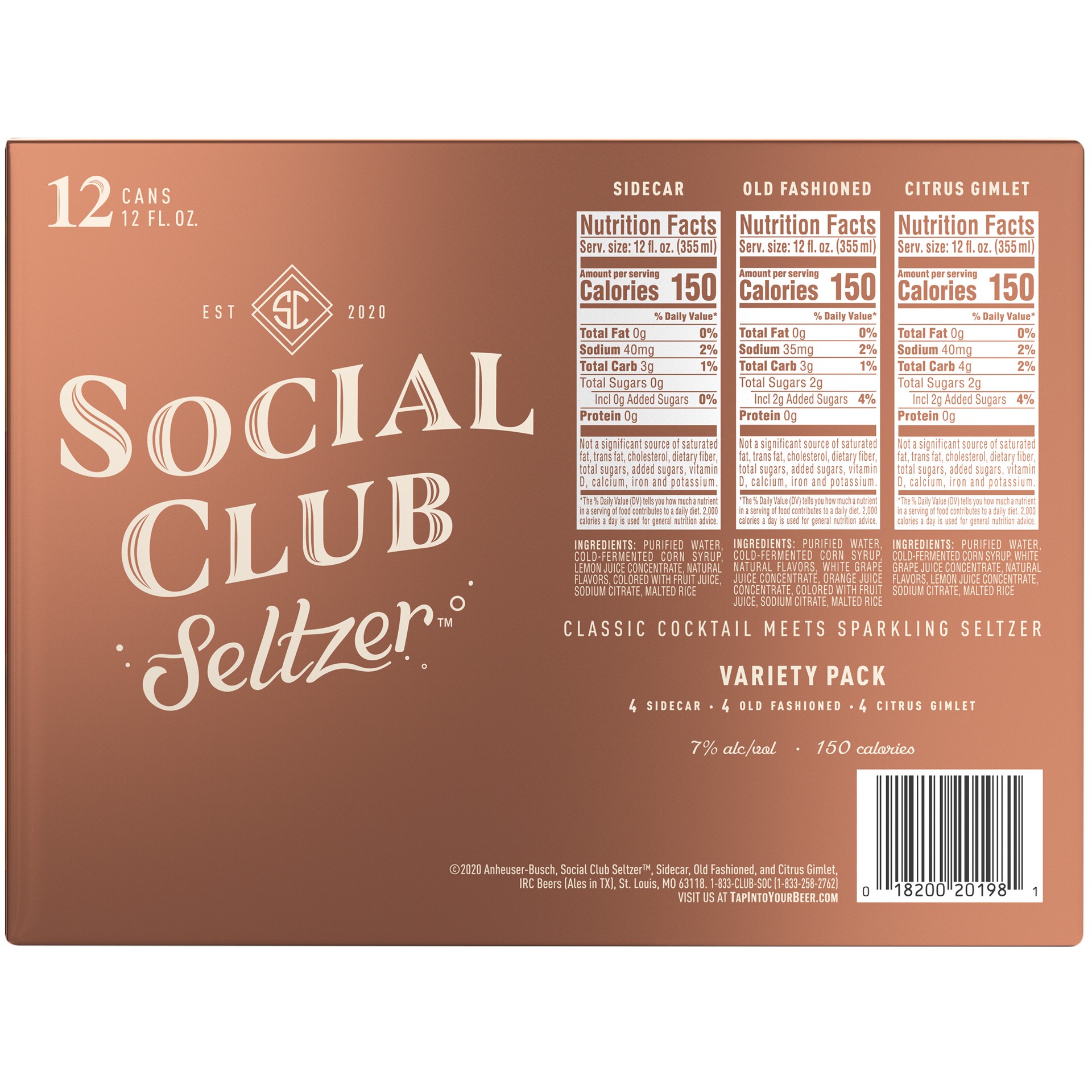 slide 5 of 5, Social Club Seltzer Hard Seltzer Cocktail Variety Pack, 12 fl oz