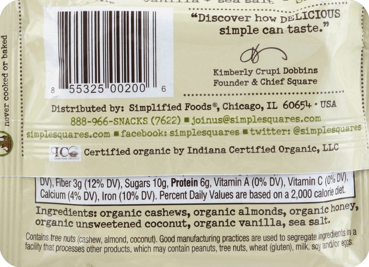 slide 6 of 6, Simple Squares Snack Bar 1.6 oz, 1.6 oz