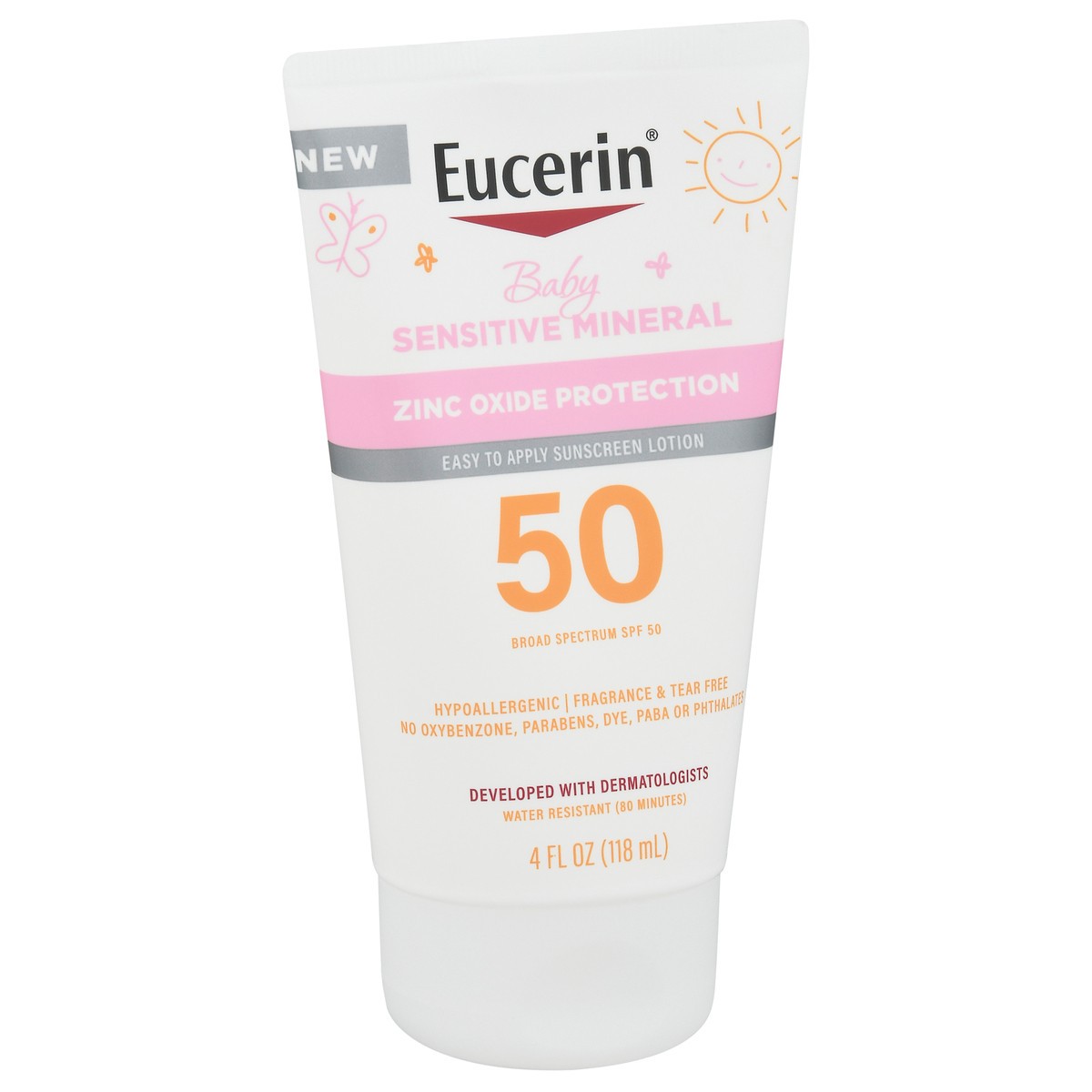 slide 3 of 9, Eucerin Sun Sensitive Mineral Baby SPF 50 Lotion 4 fl. oz., 4 fl oz