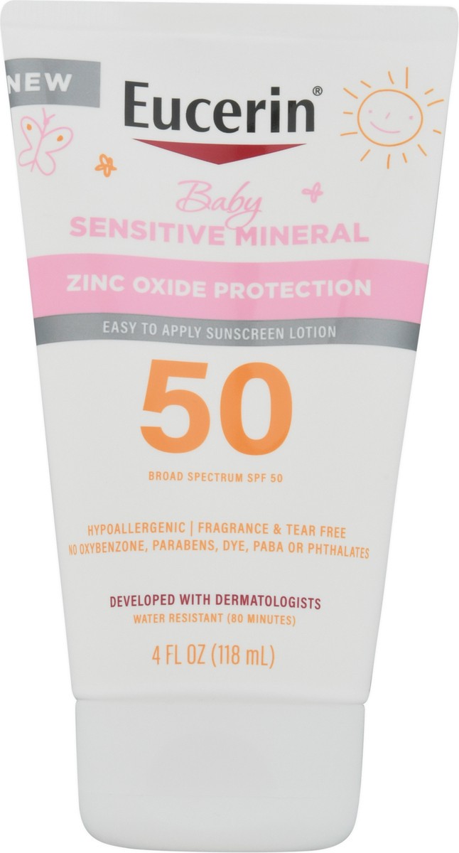 slide 4 of 9, Eucerin Sun Sensitive Mineral Baby SPF 50 Lotion 4 fl. oz., 4 fl oz